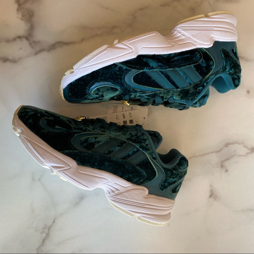 ADIDAS Originals Yung-1 Teal & Gold Velvet Velor Gemstone Torsion Sneakers - Picture 10 of 10